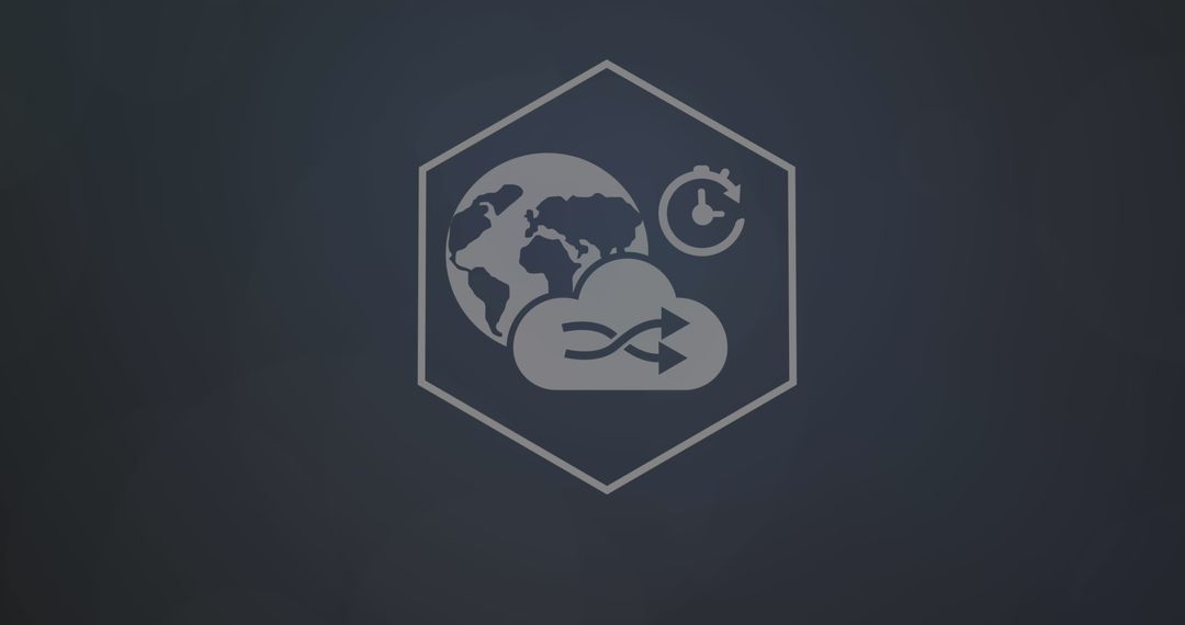 Global network and data processing icons in digital interface