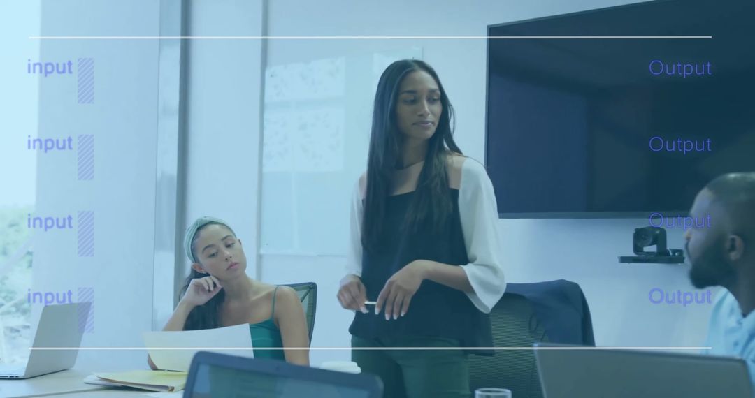 Business Team in Modern Office with Data Visualization