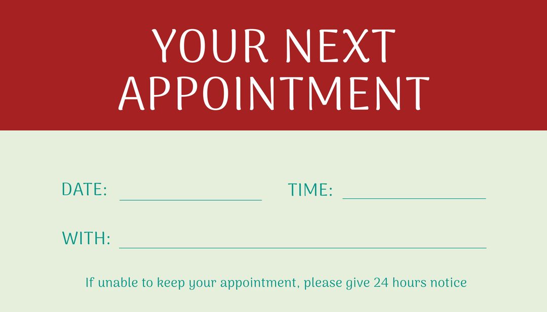 Appointment Reminder Card with Blank Fields - Download Free Stock Templates Pikwizard.com