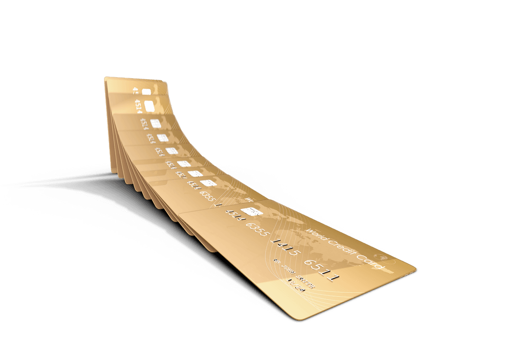 Transparent Credit Cards Sequence on Isolated Background