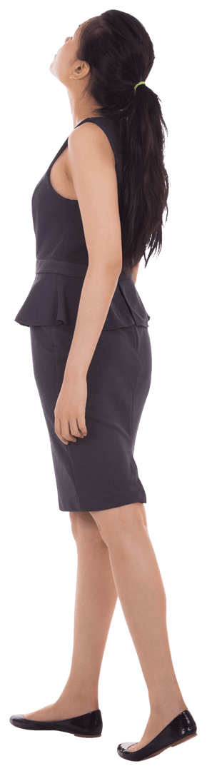 Transparent Image of Businesswoman Looking Up Isolated on Background