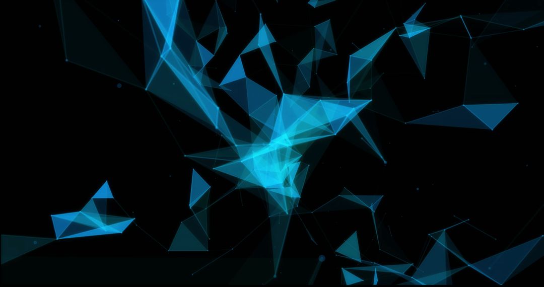 Futuristic Glowing Blue Polygonal Network on Black