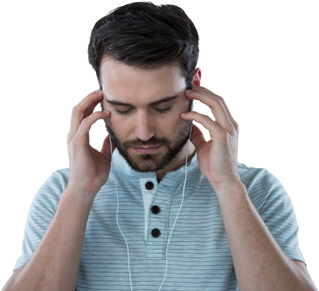 Transparent Image of Stressed Man Listening to Music with Headphones - Download Free Stock Images Pikwizard.com