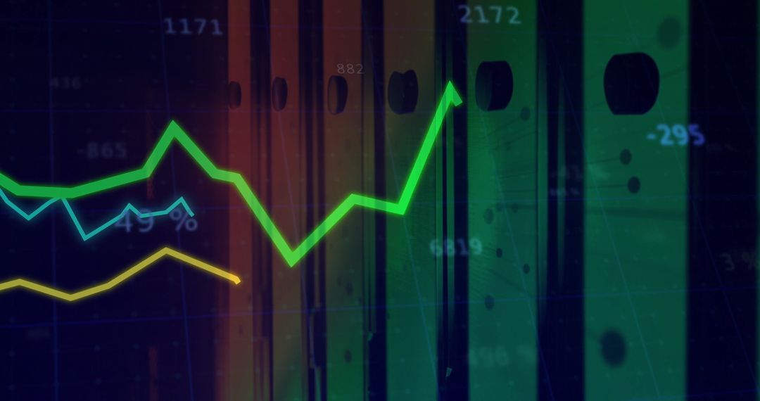Colorful Line Graph on Dark Analytical Dashboard Background