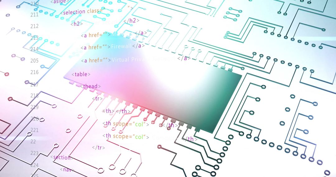 Conceptual Digital Circuit Board Illustrating Data Processing