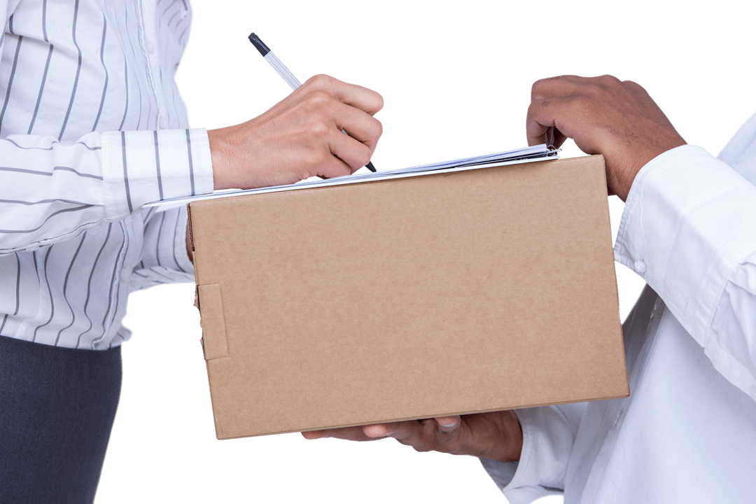 Transparent Package Signing Handshake for Business Deliveries Concept