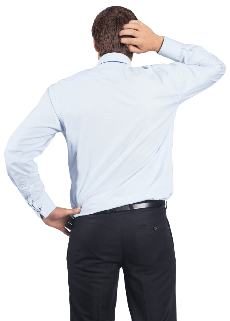 Tired Businessman in Shirt Scratching Head Transparent Image