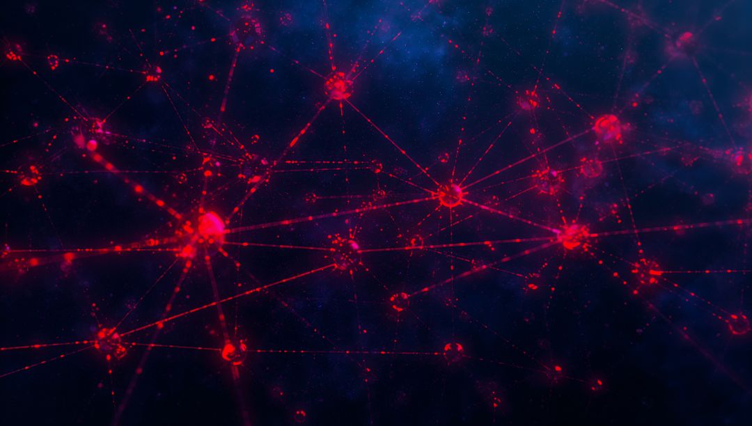 Red Glowing Nodes and Lines Symbolizing Digital Connectivity