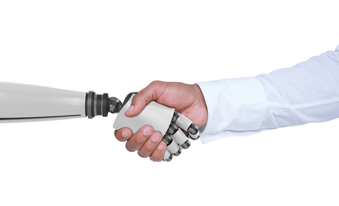 Transparent Connection Between Businessman and Robot