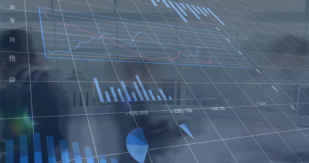 Abstract Financial Charts Overlaying Business Scene