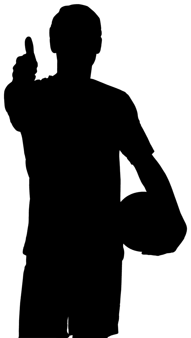 Silhouette Football Player with Ball on Transparent Background Isolated