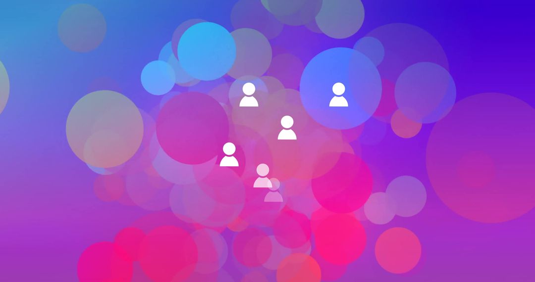 Abstract Colorful Bokeh with People Icons Symbolizing Social Connection