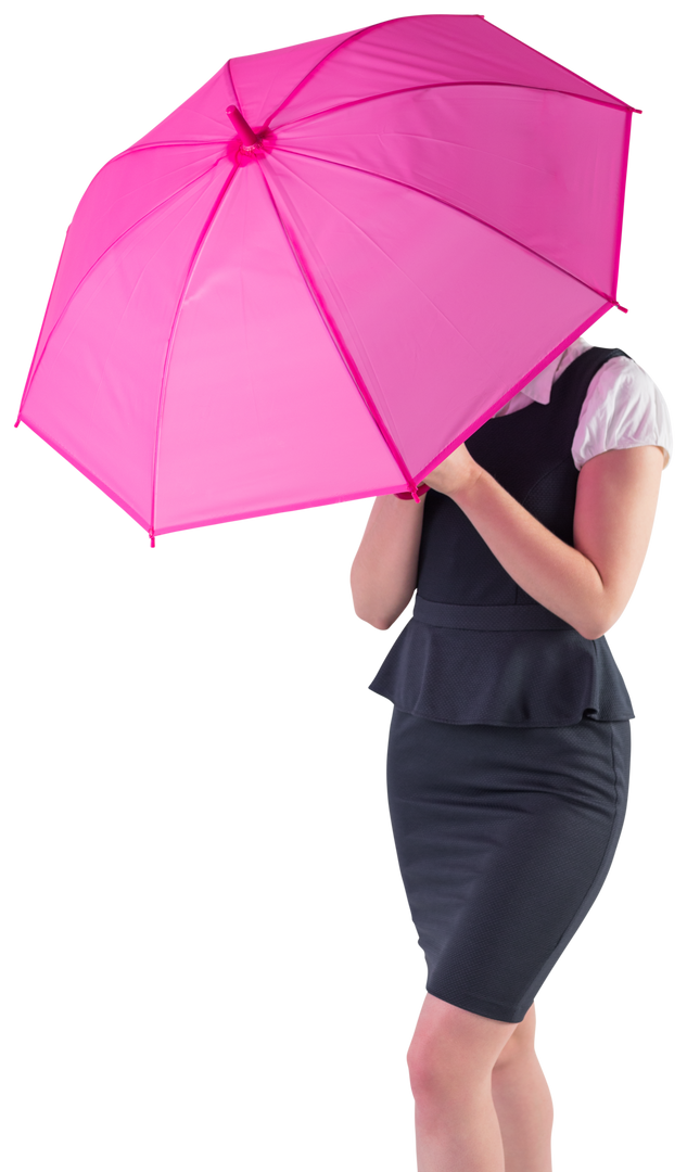 Businesswoman Holding Pink Transparent Umbrella for Stylish Protection - Download Free Stock Images Pikwizard.com