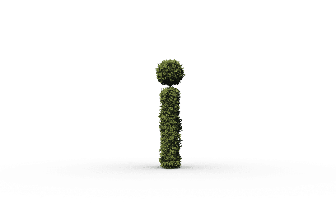 Green Grass Letter 'I' on Transparent Background