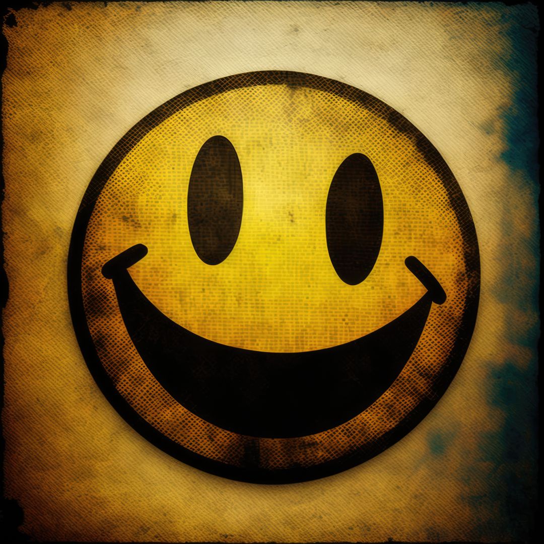 Retro yellow smiley icon on yellow distressed background, created using generative ai technology - Free Images, Stock Photos and Pictures on Pikwizard.com
