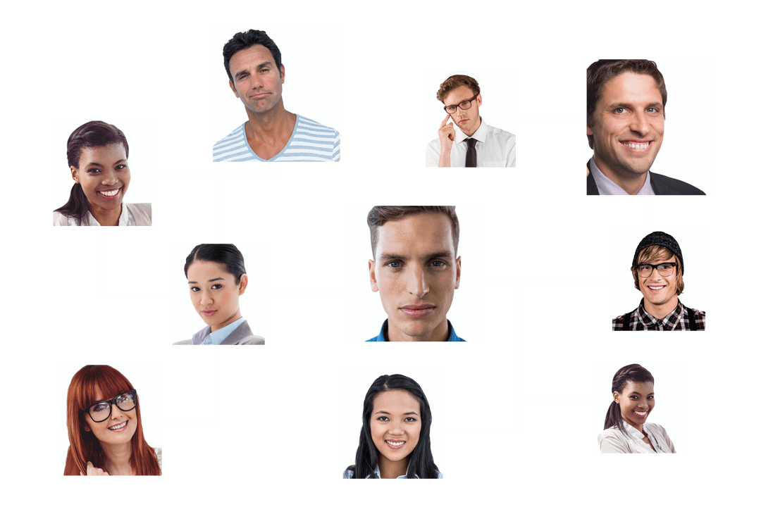 Business Network of Diverse Colleagues on Transparent Background