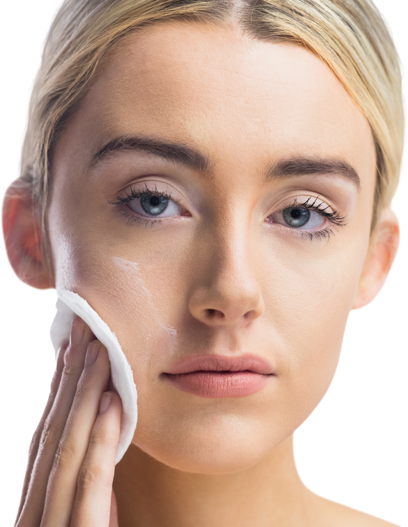 Young Woman Applying Transparent Makeup with Soft Pad - Download Free Stock Images Pikwizard.com