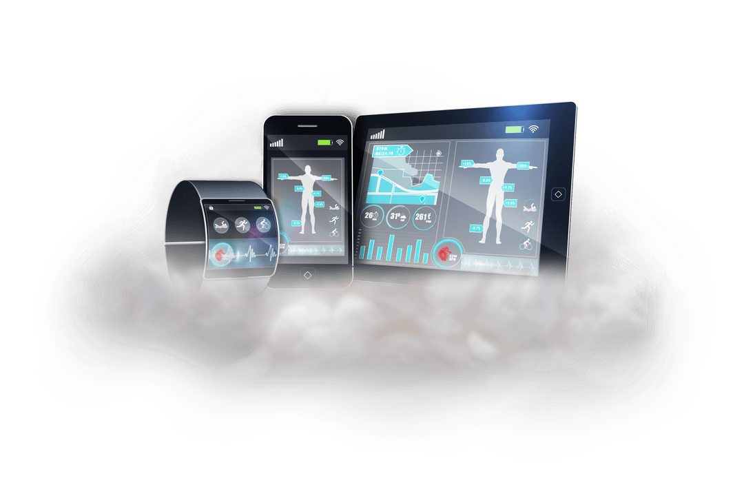 Futuristic Gadgets Embedded in Cloud with Transparent Background