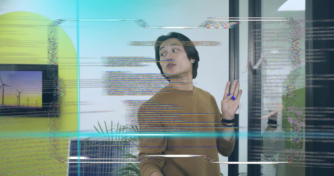 Innovative Professional Gesturing in Modern Tech Office