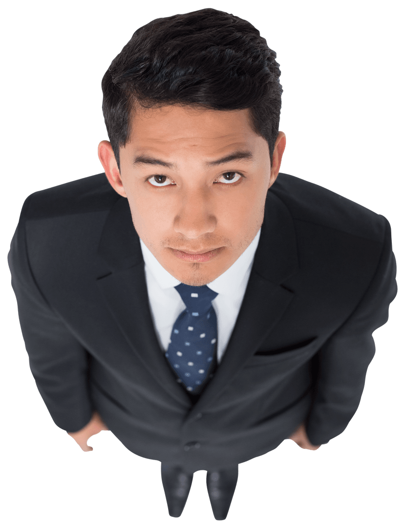 Biracial Businessman Looking Up Isolated Transparent Background