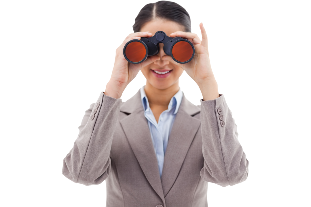 Transparent Businesswoman Looking Through Binoculars, Focus on Future - Download Free Stock Images Pikwizard.com