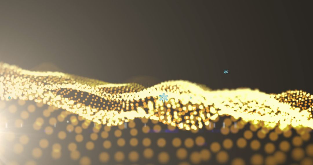 Floating Snowflakes and Golden Light Waves