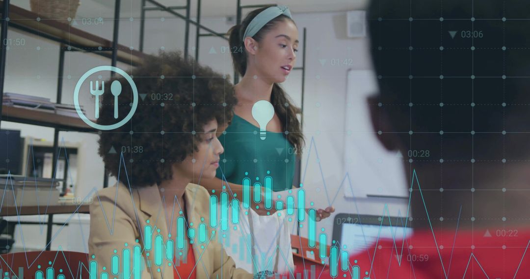 Diverse Team Working with AR Data Visualization in Modern Office