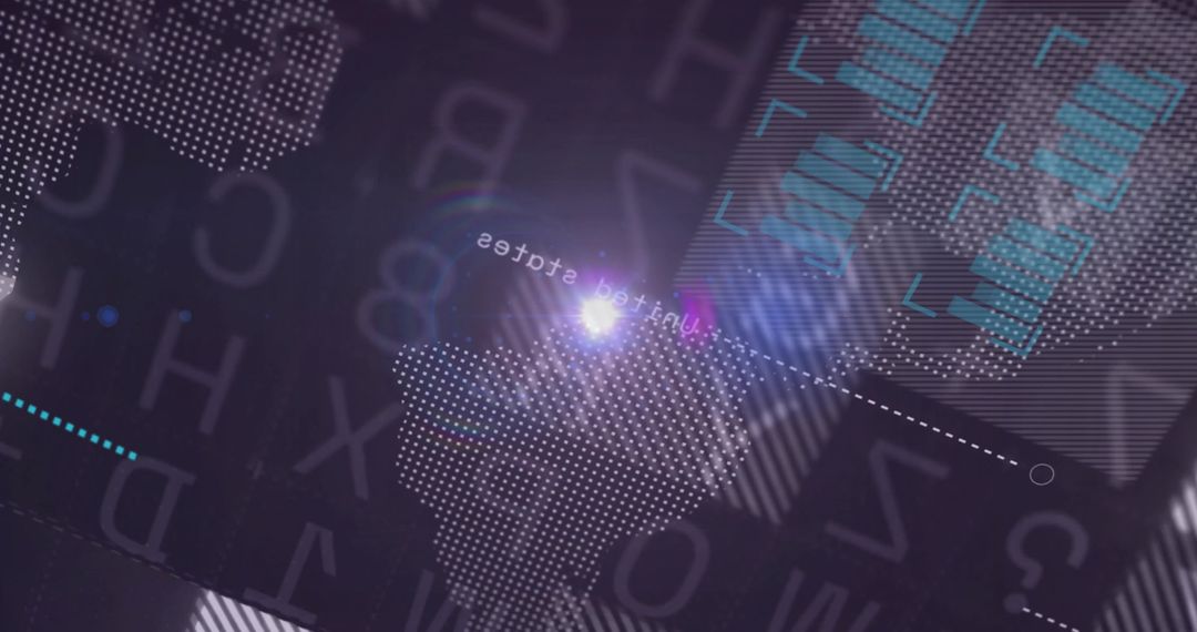 Digital Map Interface Highlighting United States with Flare Effect