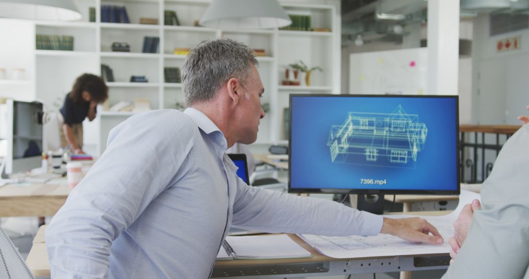 Architect Explaining 3D Building Model in Modern Office - Free Images, Stock Photos and Pictures on Pikwizard.com