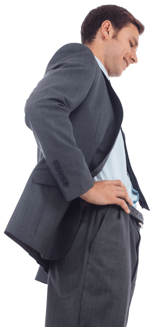 Confident Businessman in Suit Standing with Hands on Hips Transparent Background