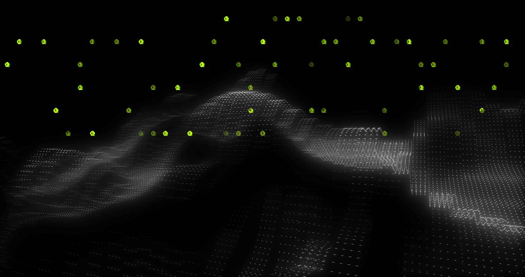 3D Waving Grid with Digital Icons and Vectors in Cyber Environment