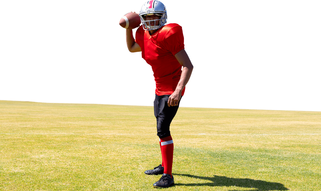 Transparent Background of Hispanic Rugby Player Throwing Pass