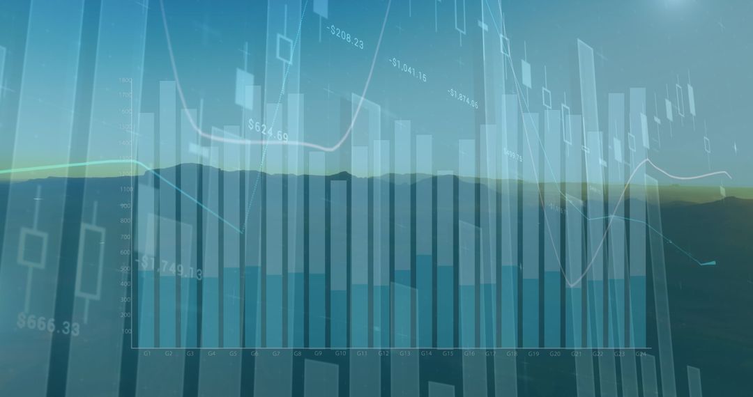Financial Data Visualization Over Nature Landscape