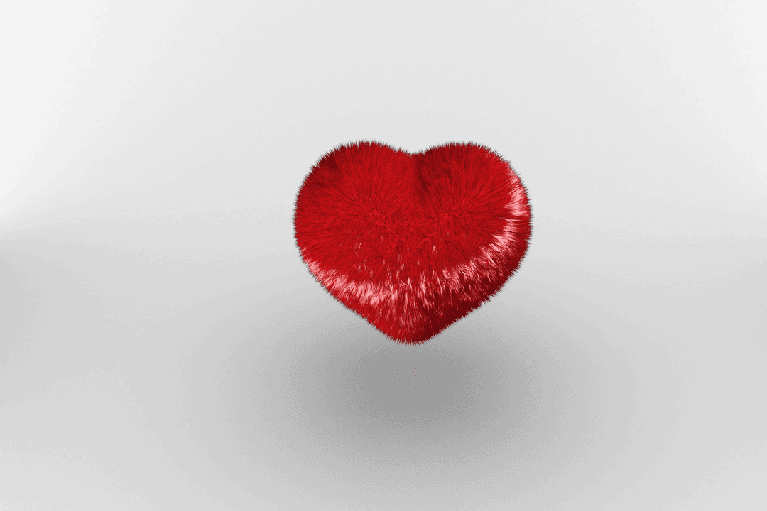 Fuzzy Red Heart on Transparent Background for Romantic Designs
