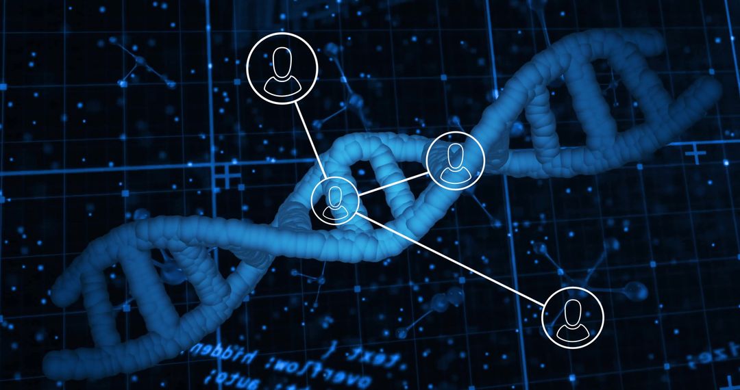 DNA Strand with Digital Interface Icons