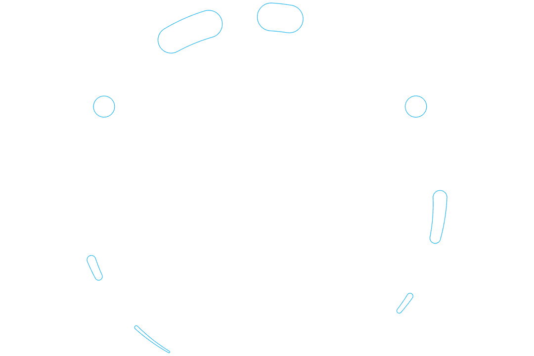 Cyan Geometric Circles and Dots on Transparent Background