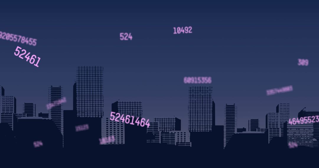 Falling Numbers Over City Skyline at Night