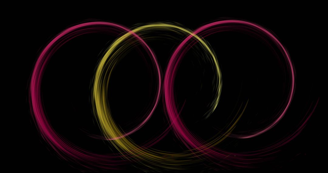 Abstract Colorful Light Trails on Black Circular Patterns