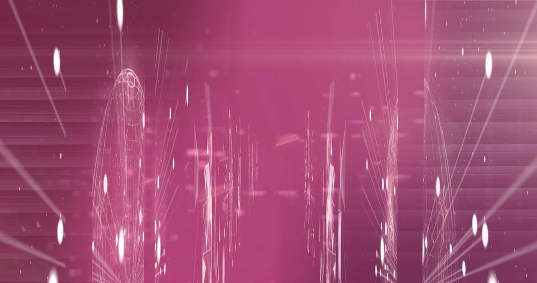 Futuristic Global Network Connections on Pink Digital Background