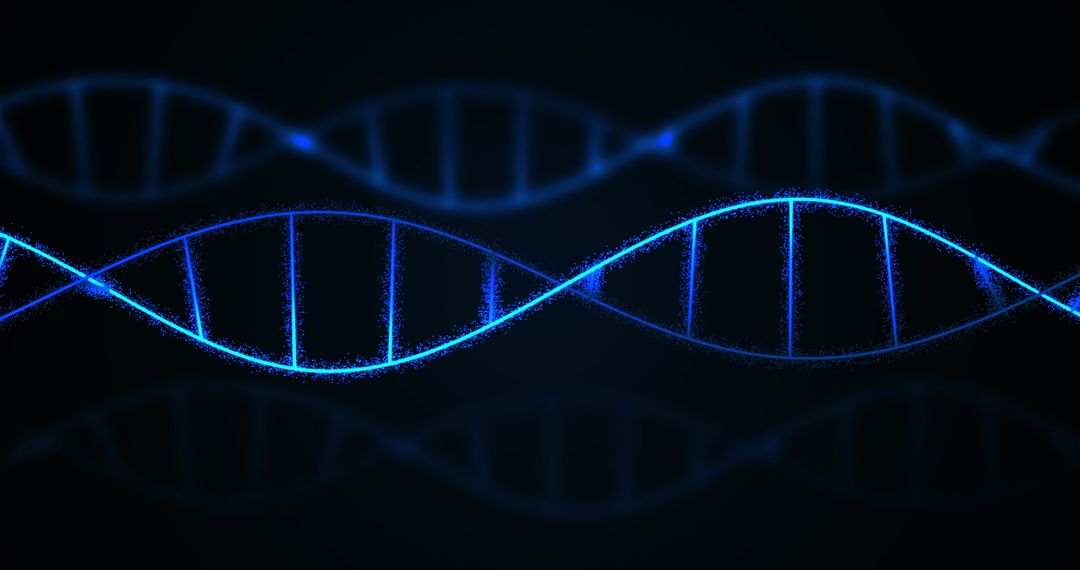 Abstract Glowing DNA Structure on Black Background