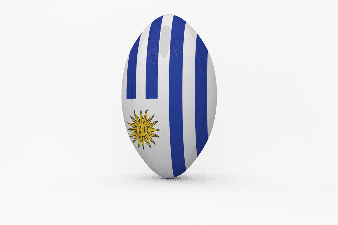 Rugby Ball Displaying Uruguay Flag on Transparent Background
