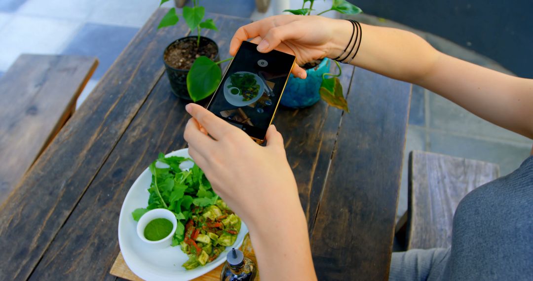 Hands Photographing Healthy Salad With Smartphone - Free Images, Stock Photos and Pictures on Pikwizard.com