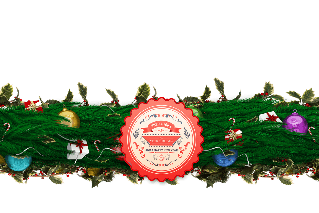 Festive Transparent Garland with Ornaments and Holly