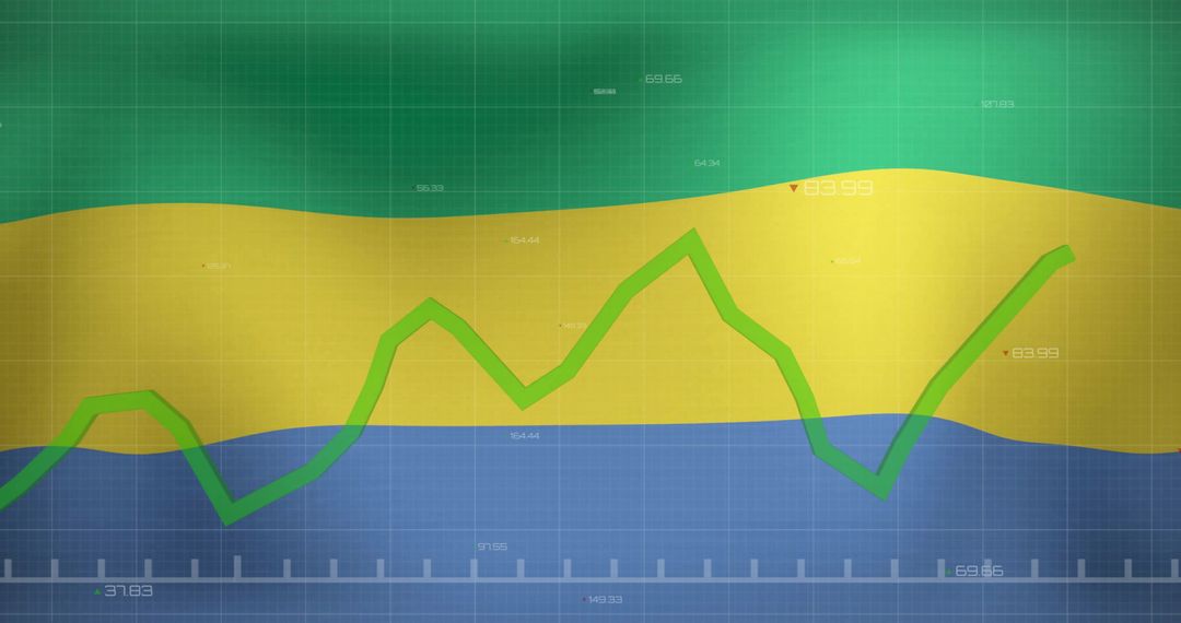 Economic Data Analysis Graph over Gabon Flag Background