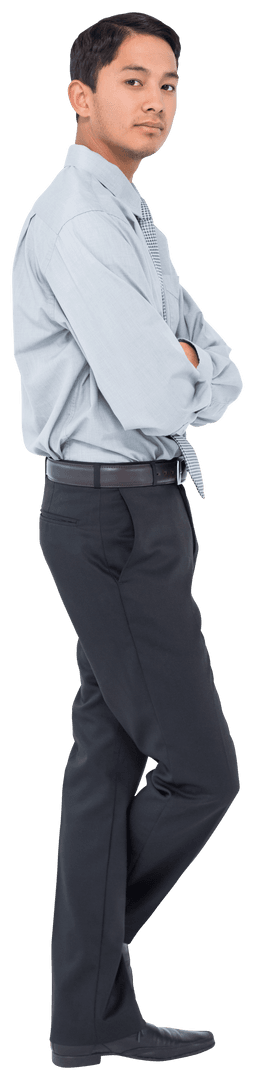 Transparent Confident Businessman Standing Posing Sideways