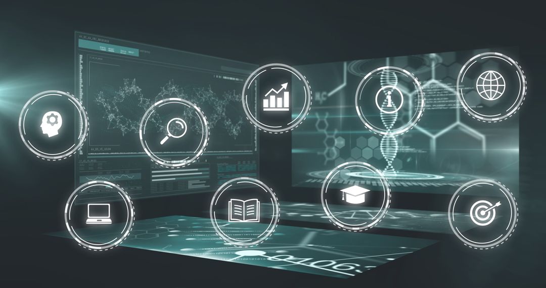 Futuristic Interface in Virtual Data Lab with Holographic Displays
