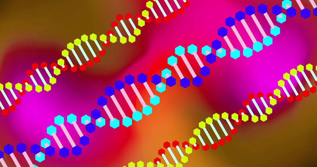 Abstract DNA Strands on Vibrant Background