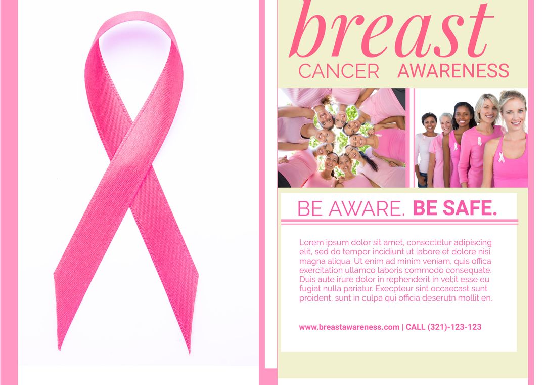 Breast Cancer Awareness Pink Ribbon Template for Support Campaigns - Download Free Stock Templates Pikwizard.com