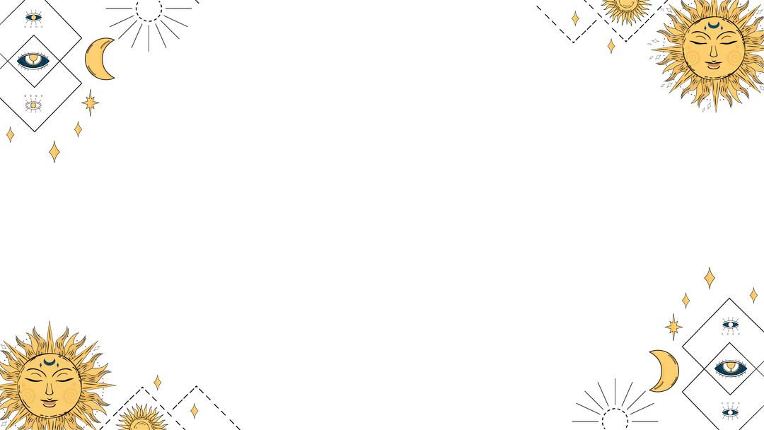 Transparent Celestial Border with Sun Moon Stars and Eye Motifs