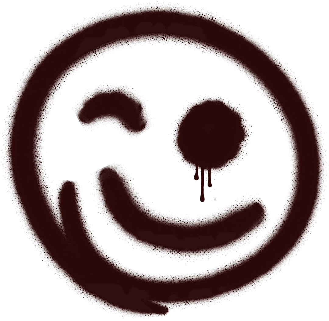 Transparent Dripping Smiley Face Graffiti Design